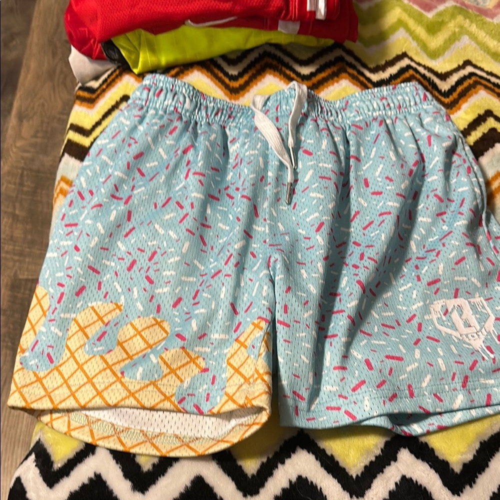Light Blue Patterned Shorts